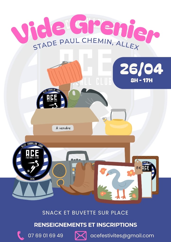 Vide grenier ACE 26 Avril 2026